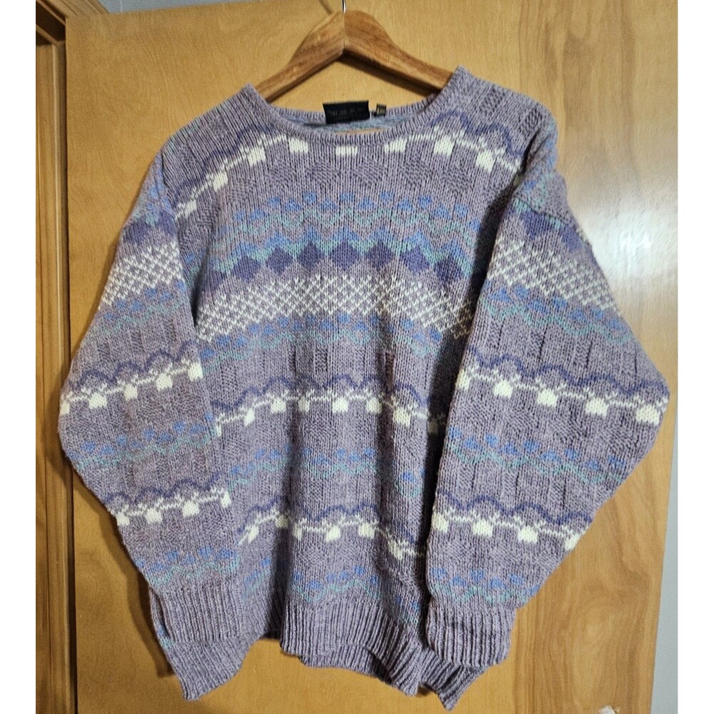 Vintage Gaeltarra Sweater Women's Large Purple Wool Made in Ireland Crewneck
